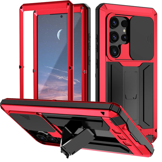 For Samsung Galaxy S24 Ultra 5G R-JUST Sliding Camera Life Waterproof Holder Phone Case(Red) - free shipping - PMC Jewellery - Order now!