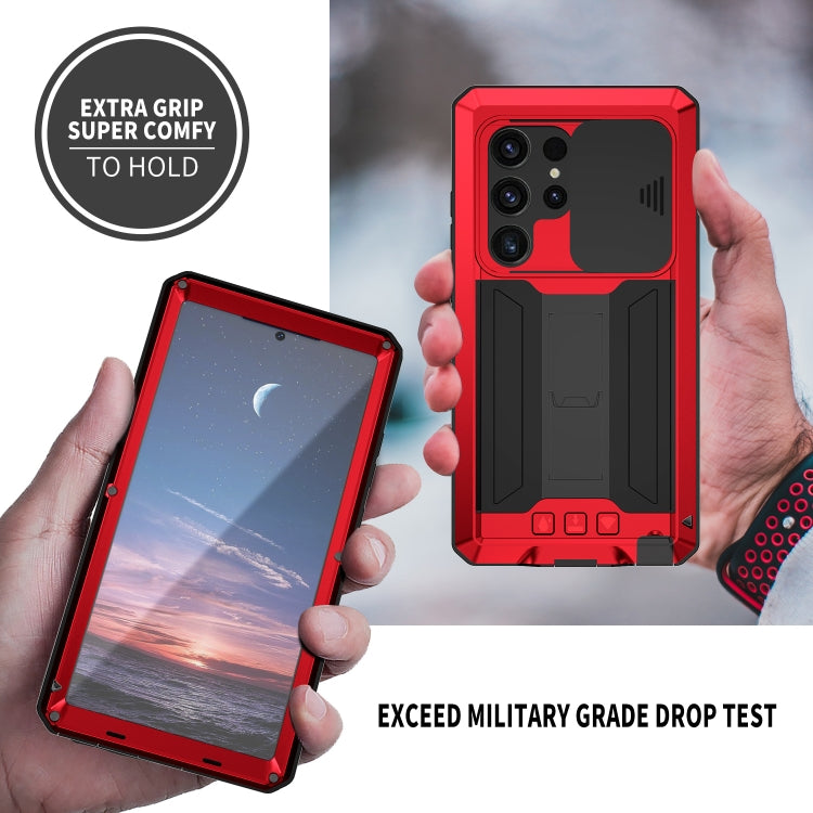 For Samsung Galaxy S24 Ultra 5G R-JUST Sliding Camera Life Waterproof Holder Phone Case(Red) - free shipping - PMC Jewellery - Order now!