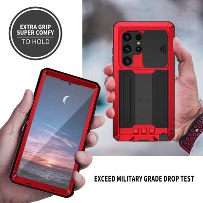 For Samsung Galaxy S24 Ultra 5G R-JUST Sliding Camera Life Waterproof Holder Phone Case(Red) - free shipping - PMC Jewellery - Order now!