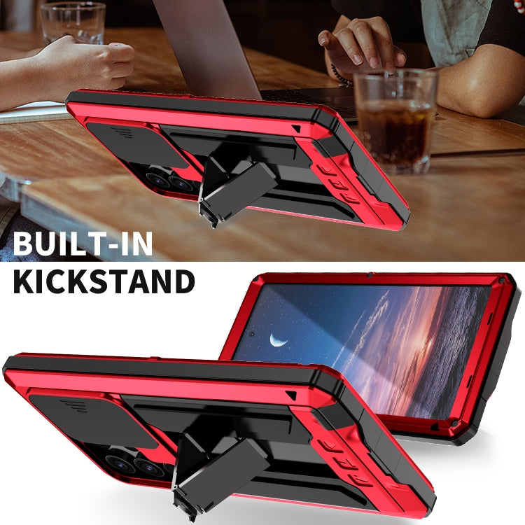 For Samsung Galaxy S24 Ultra 5G R-JUST Sliding Camera Life Waterproof Holder Phone Case(Red) - free shipping - PMC TechLife - Order now!