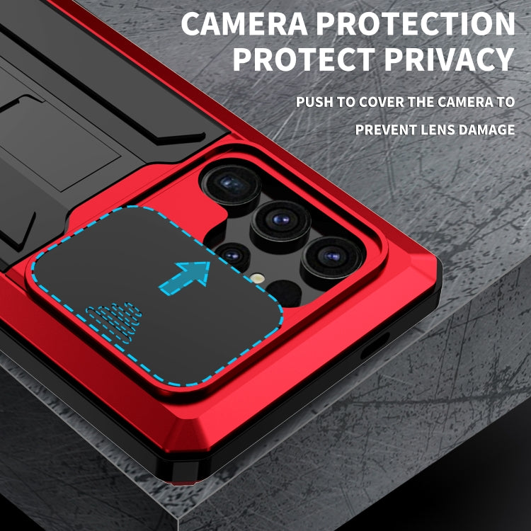 For Samsung Galaxy S24 Ultra 5G R-JUST Sliding Camera Life Waterproof Holder Phone Case(Red) - free shipping - PMC TechLife - Order now!