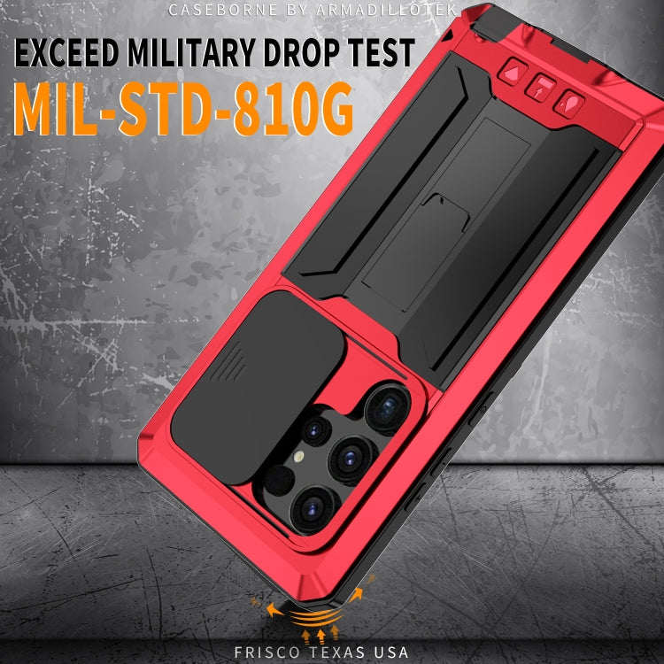 For Samsung Galaxy S24 Ultra 5G R-JUST Sliding Camera Life Waterproof Holder Phone Case(Red) - free shipping - PMC Jewellery - Order now!
