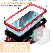 For Samsung Galaxy S24+ 5G R-JUST Sliding Camera Life Water-resistant Holder Phone Case(Red)