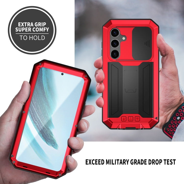 For Samsung Galaxy S24+ 5G R-JUST Sliding Camera Life Waterproof Holder Phone Case(Red) - free shipping - PMC TechLife - Order now!