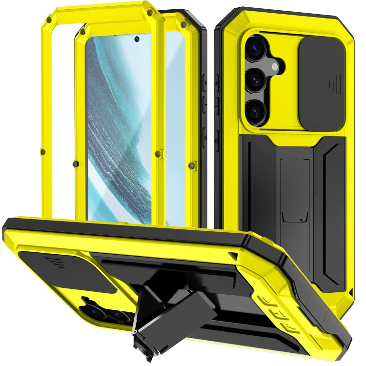 For Samsung Galaxy S24+ 5G R-JUST Sliding Camera Life Waterproof Holder Phone Case(Yellow) - free shipping - PMC TechLife - Order now!