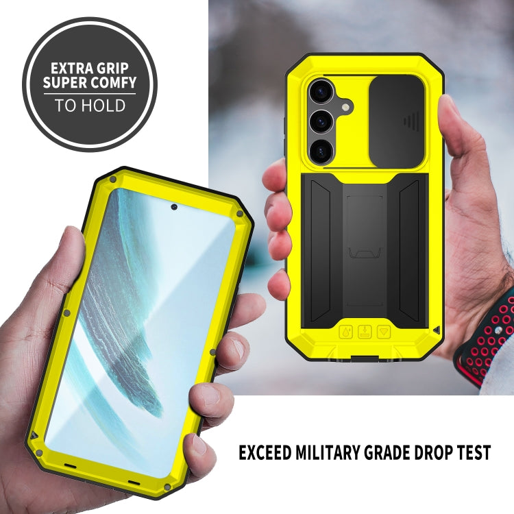 For Samsung Galaxy S24+ 5G R-JUST Sliding Camera Life Waterproof Holder Phone Case(Yellow) - free shipping - PMC TechLife - Order now!