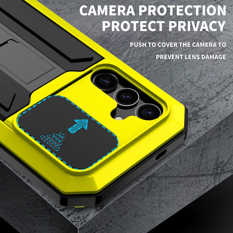 For Samsung Galaxy S24+ 5G R-JUST Sliding Camera Life Waterproof Holder Phone Case(Yellow) - free shipping - PMC TechLife - Order now!