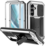 For Samsung Galaxy S24+ 5G R-JUST Sliding Camera Life Water-resistant Holder Phone Case(Silver)