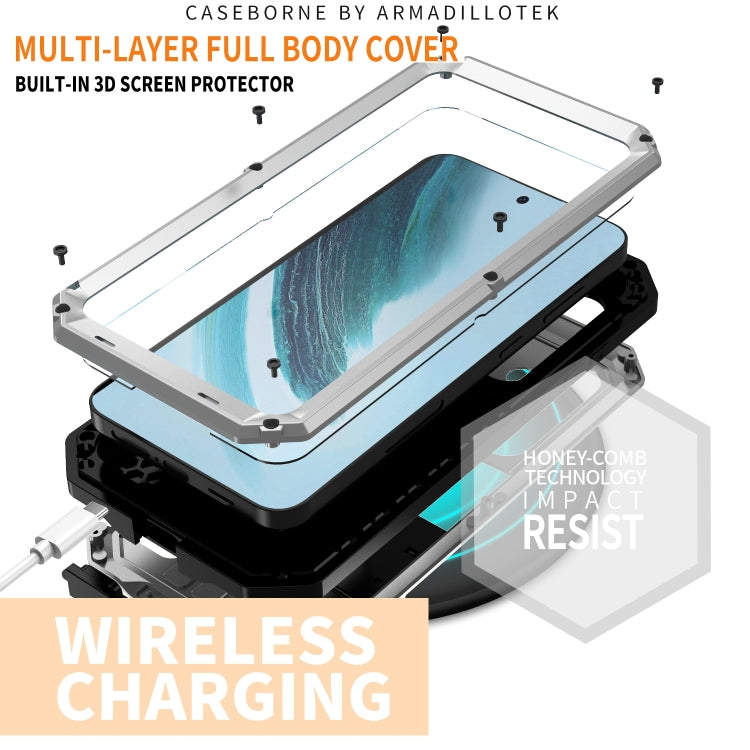 For Samsung Galaxy S24+ 5G R-JUST Sliding Camera Life Waterproof Holder Phone Case(Silver) - Galaxy S24+ 5G Cases by R-JUST | Online Shopping South Africa | PMC TechLife | Buy Now Pay Later Mobicred