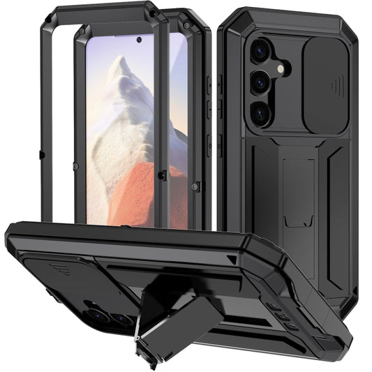 For Samsung Galaxy S24 5G R-JUST Sliding Camera Life Waterproof Holder Phone Case(Black) - free shipping - PMC Jewellery - Order now!