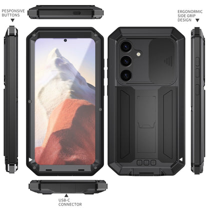 For Samsung Galaxy S24 5G R-JUST Sliding Camera Life Waterproof Holder Phone Case(Black) - free shipping - PMC Jewellery - Order now!