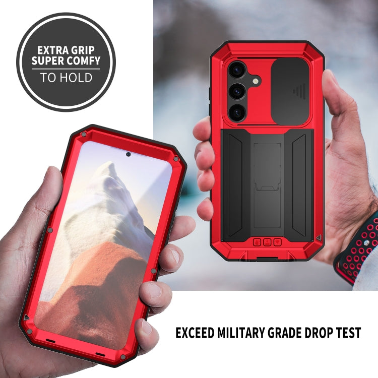 For Samsung Galaxy S24 5G R-JUST Sliding Camera Life Waterproof Holder Phone Case(Red) - Galaxy S24 5G Cases by R-JUST | Online Shopping South Africa | PMC TechLife | Buy Now Pay Later Mobicred