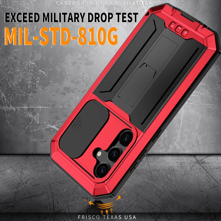 For Samsung Galaxy S24 5G R-JUST Sliding Camera Life Waterproof Holder Phone Case(Red) - Galaxy S24 5G Cases by R-JUST | Online Shopping South Africa | PMC TechLife | Buy Now Pay Later Mobicred