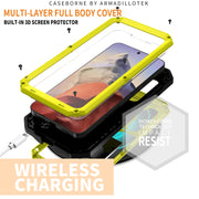 For Samsung Galaxy S24 5G R-JUST Sliding Camera Life Water-resistant Holder Phone Case(Yellow)