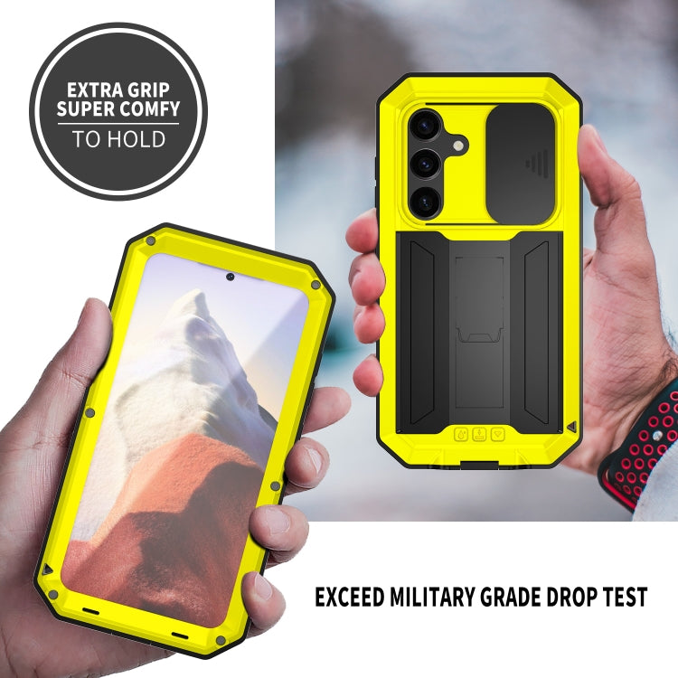 For Samsung Galaxy S24 5G R-JUST Sliding Camera Life Waterproof Holder Phone Case(Yellow) - Galaxy S24 5G Cases by R-JUST | Online Shopping South Africa | PMC TechLife | Buy Now Pay Later Mobicred