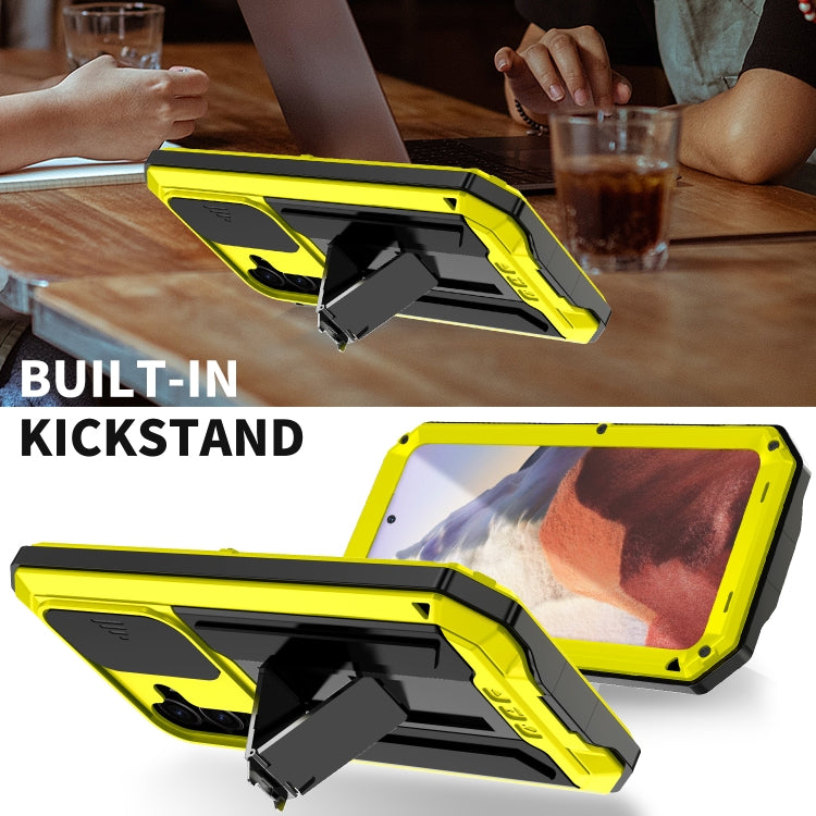 For Samsung Galaxy S24 5G R-JUST Sliding Camera Life Waterproof Holder Phone Case(Yellow) - Galaxy S24 5G Cases by R-JUST | Online Shopping South Africa | PMC TechLife | Buy Now Pay Later Mobicred