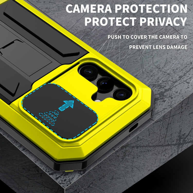 For Samsung Galaxy S24 5G R-JUST Sliding Camera Life Waterproof Holder Phone Case(Yellow) - Galaxy S24 5G Cases by R-JUST | Online Shopping South Africa | PMC TechLife | Buy Now Pay Later Mobicred