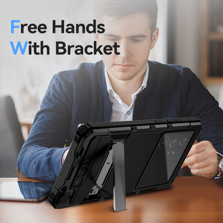 For Samsung Galaxy S24 Ultra 5G R-JUST Life Waterproof Dustproof Shockproof Holder Phone Case(Black) - Galaxy S24 Ultra 5G Cases by R-JUST | Online Shopping South Africa | PMC TechLife | Buy Now Pay Later Mobicred