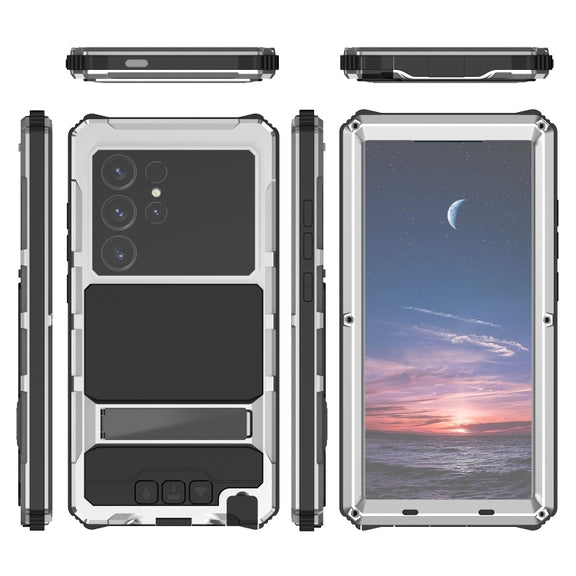 For Samsung Galaxy S24 Ultra 5G R-JUST Life Water-resistant Dustproof Shockproof Holder Phone Case(Silver)