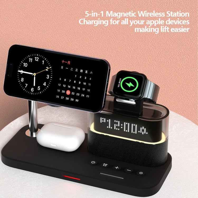 CO9 15W 5 in 1 Multifunctional Wireless Charger Bedside Clock Lamp(Black)