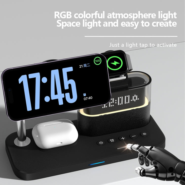 CO9 15W 5 in 1 Multifunctional Wireless Charger Bedside Clock Lamp(Black)