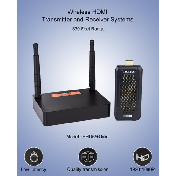 Measy FHD656 Mini 1080P HDMI 1.4 HD Wireless Audio Video Transmitter Receiver Extender Transmission System, Transmission Distance: 100m, US Plug