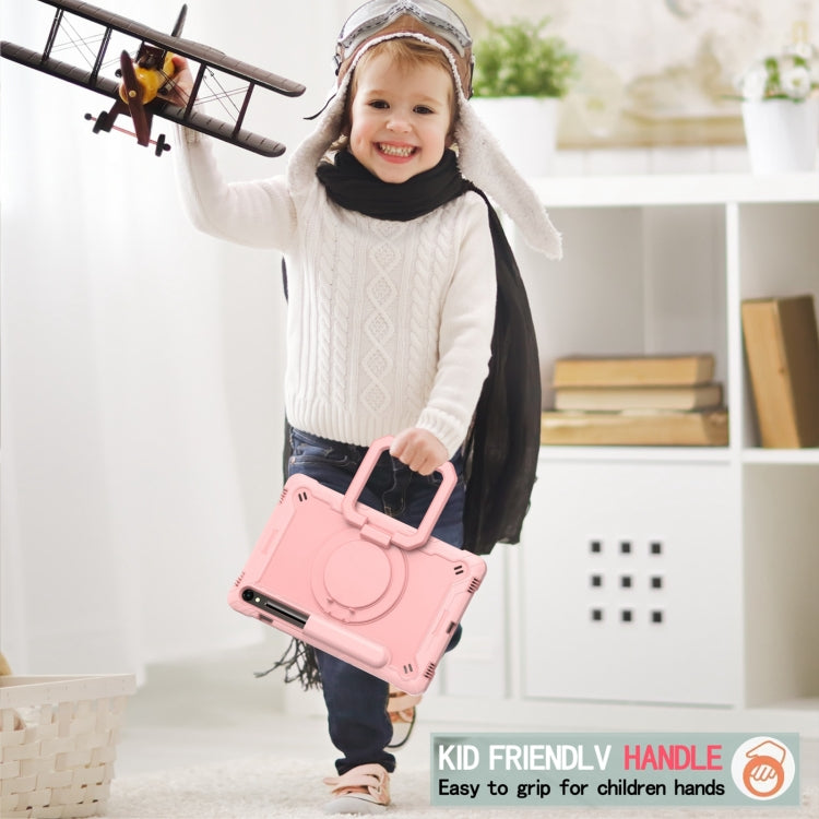 For Samsung Galaxy Tab S9 FE / S9 Handle Robot Silicone Hybrid PC Tablet Case(Rose Gold) - Galaxy Tab S9 Cases by PMC TechLife | Online Shopping South Africa | PMC TechLife