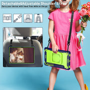 For Samsung Galaxy Tab S9 FE / S9 Handle Robot Silicone Hybrid PC Tablet Case(Navy Yellow Green)