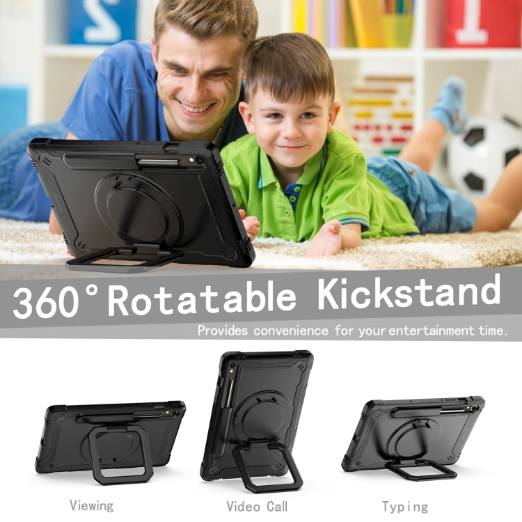 For Samsung Galaxy Tab S9 FE / S9 Handle Robot Silicone Hybrid PC Tablet Case(Black) - Galaxy Tab S9 Cases by PMC TechLife | Online Shopping South Africa | PMC TechLife