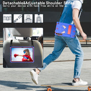 For Samsung Galaxy Tab S9 FE / S9 Fold-Holder Spider Silicone Hybrid PC Tablet Case(Blue Red)