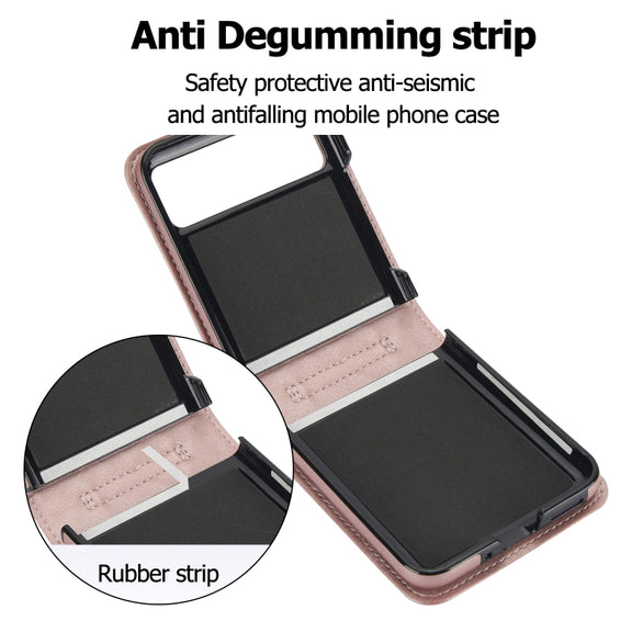 For Motorola Razr 40 Rhombic Texture Phone Case with Long & Short Lanyard(Rose Gold)