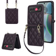 For Motorola Razr 40 Rhombic Texture Phone Case with Long & Short Lanyard(Dark Purple) - free shipping - PMC TechLife - Order now!