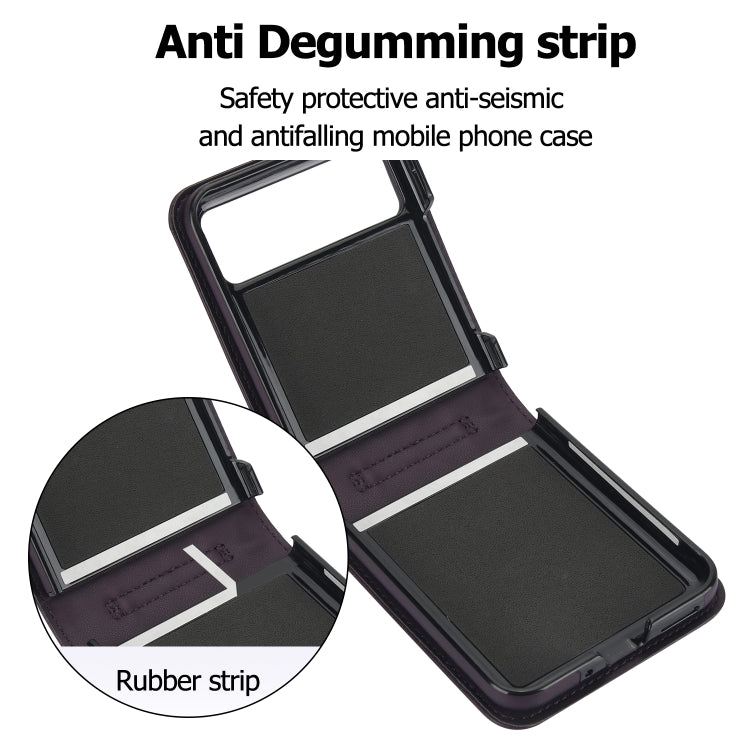 For Motorola Razr 40 Rhombic Texture Phone Case with Long & Short Lanyard(Dark Purple)