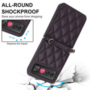 For Motorola Razr 40 Rhombic Texture Phone Case with Long & Short Lanyard(Dark Purple)