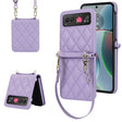 For Motorola Razr 40 Rhombic Texture Phone Case with Long & Short Lanyard(Light Purple) - Motorola Cases by PMC TechLife | Online Shopping South Africa | PMC TechLife | Buy Now Pay Later Mobicred