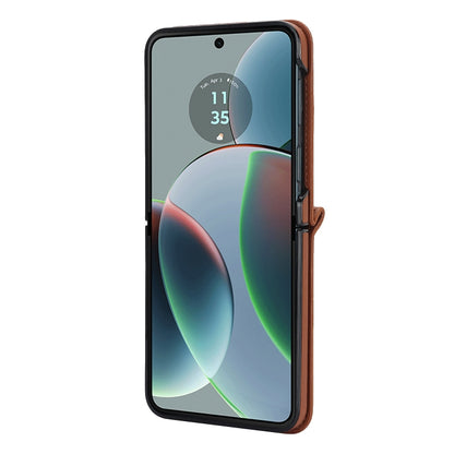 For Motorola Razr 40 Rhombic Texture Phone Case with Long & Short Lanyard(Brown) - Motorola Cases by PMC Jewellery | Online Shopping South Africa | PMC Jewellery | Buy Now Pay Later Mobicred