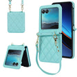 For Motorola Razr 40 Ultra Rhombic Texture Phone Case with Long & Short Lanyard(Green) - Motorola Cases by PMC TechLife | Online Shopping South Africa | PMC TechLife | Buy Now Pay Later Mobicred