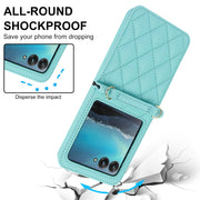 For Motorola Razr 40 Ultra Rhombic Texture Phone Case with Long & Short Lanyard(Green)