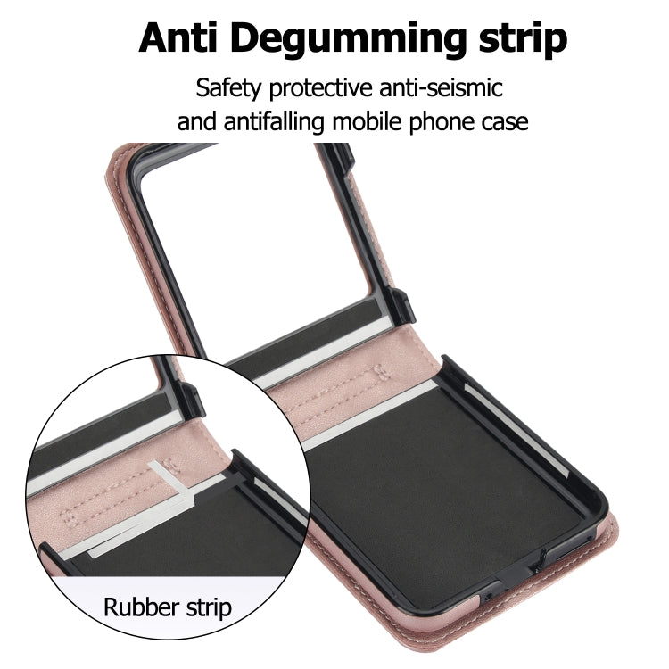 For Motorola Razr 40 Ultra Rhombic Texture Phone Case with Long & Short Lanyard(Rose Gold) - Motorola Cases by PMC TechLife | Online Shopping South Africa | PMC TechLife | Buy Now Pay Later Mobicred