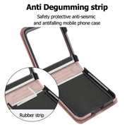 For Motorola Razr 40 Ultra Rhombic Texture Phone Case with Long & Short Lanyard(Rose Gold)