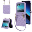 For Motorola Razr 40 Ultra Rhombic Texture Phone Case with Long & Short Lanyard(Light Purple) - free shipping - PMC TechLife - Order now!