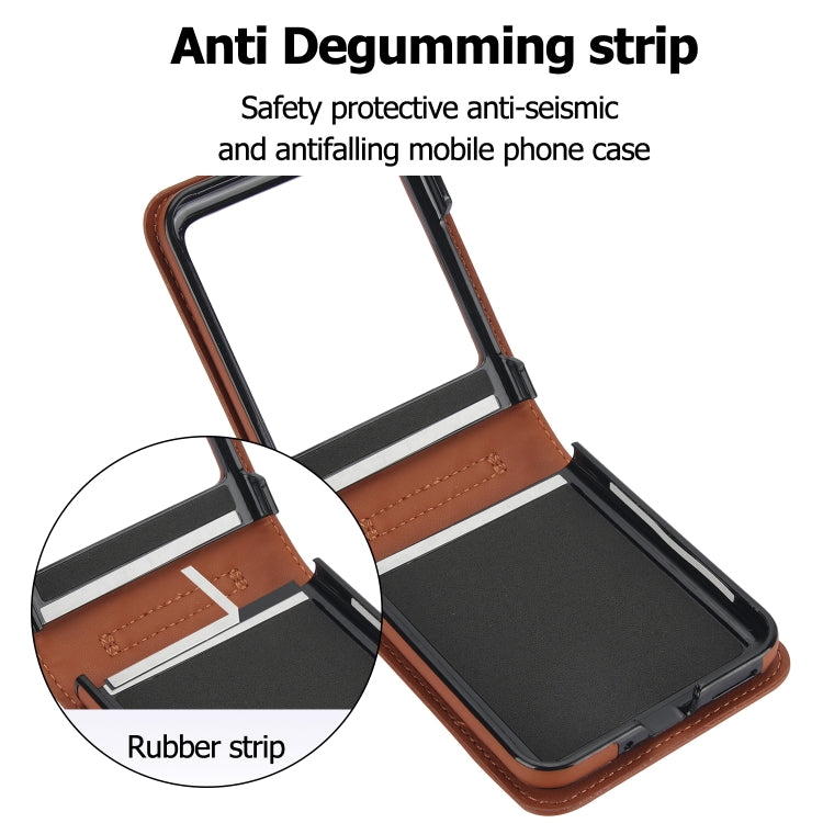 For Motorola Razr 40 Ultra Rhombic Texture Phone Case with Long & Short Lanyard(Brown) - Motorola Cases by PMC TechLife | Online Shopping South Africa | PMC TechLife | Buy Now Pay Later Mobicred