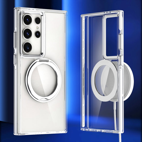 For Samsung Galaxy S24 Ultra 5G Magnetic 360 Degree Rotating Holder Phone Case(White)