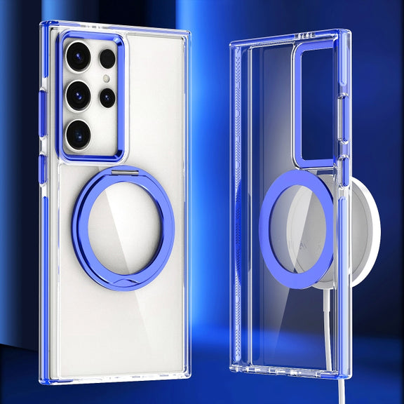 For Samsung Galaxy S24 Ultra 5G Magnetic 360 Degree Rotating Holder Phone Case(Blue)