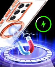 For Samsung Galaxy S24 Ultra 5G Magnetic 360 Degree Rotating Holder Phone Case(White)