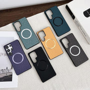 For Samsung Galaxy S25 Ultra 5G Magsafe Magnetic Ring Cloth Texture Phone Case(Purple)