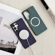 For Samsung Galaxy S25 Ultra 5G Magsafe Magnetic Ring Cloth Texture Phone Case(Purple)