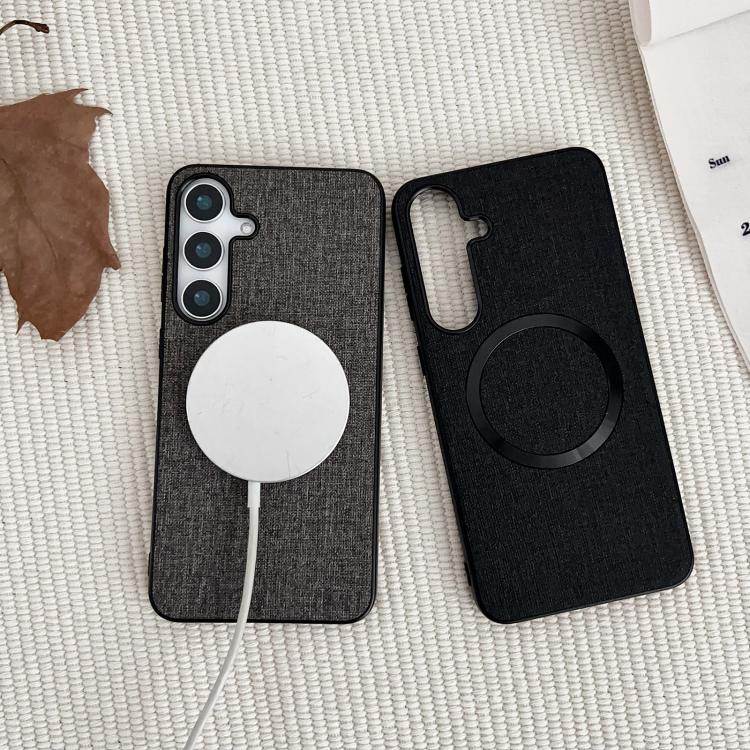 For Samsung Galaxy S25+ 5G Magsafe Magnetic Ring Cloth Texture Phone Case(Purple)