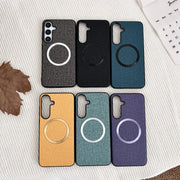 For Samsung Galaxy S25 5G Magsafe Magnetic Ring Cloth Texture Phone Case(Purple)