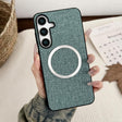 For Samsung Galaxy S25 5G Magsafe Magnetic Ring Cloth Texture Phone Case(Green) - Galaxy S25 5G Cases by PMC TechLife | Online Shopping South Africa | PMC TechLife | Buy Now Pay Later Mobicred
